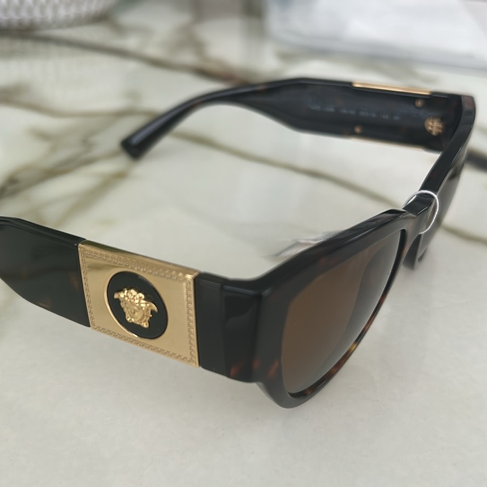 Polarized Versace Sunglasses Medusa Brown Tortoise Versace Sunnies - Picture 6 of 9